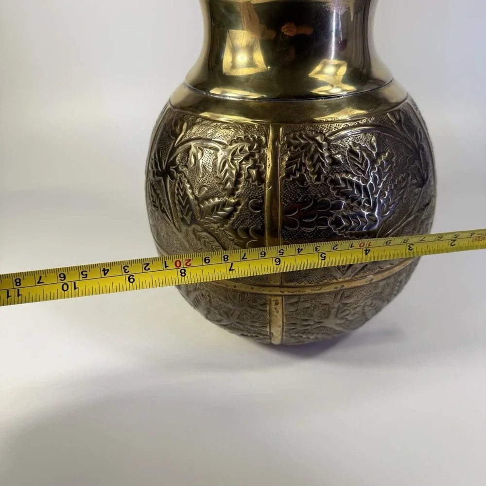 Vintage Handmade Brass Pot Vase‎ 10